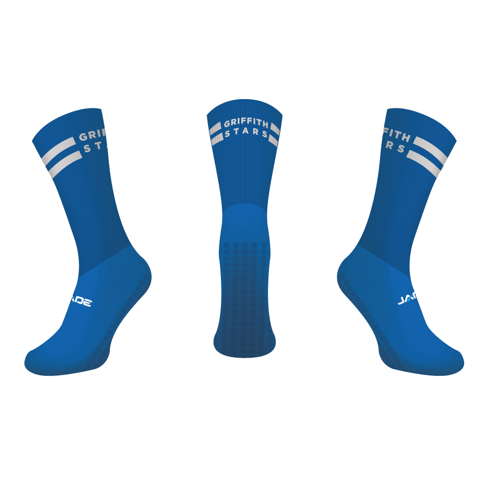 GRIFFITH TOUCH ON FIELD GRIP CREW SOCKS - ROYAL - MIN QTY'S APPLY