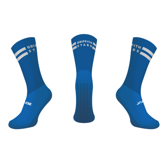 GRIFFITH TOUCH ON FIELD GRIP CREW SOCKS - ROYAL - MIN QTY'S APPLY