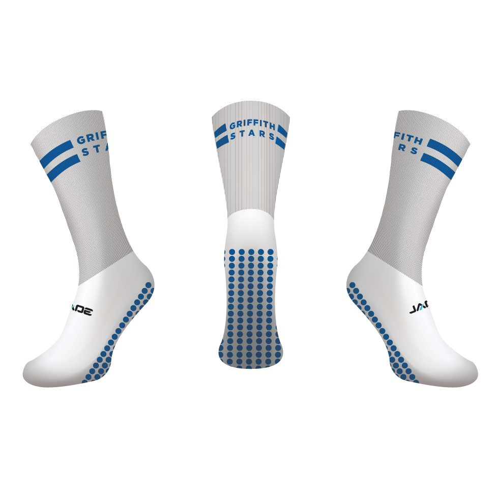 GRIFFITH TOUCH OFF FIELD GRIP CREW SOCKS - WHITE - MIN QTY'S APPLY