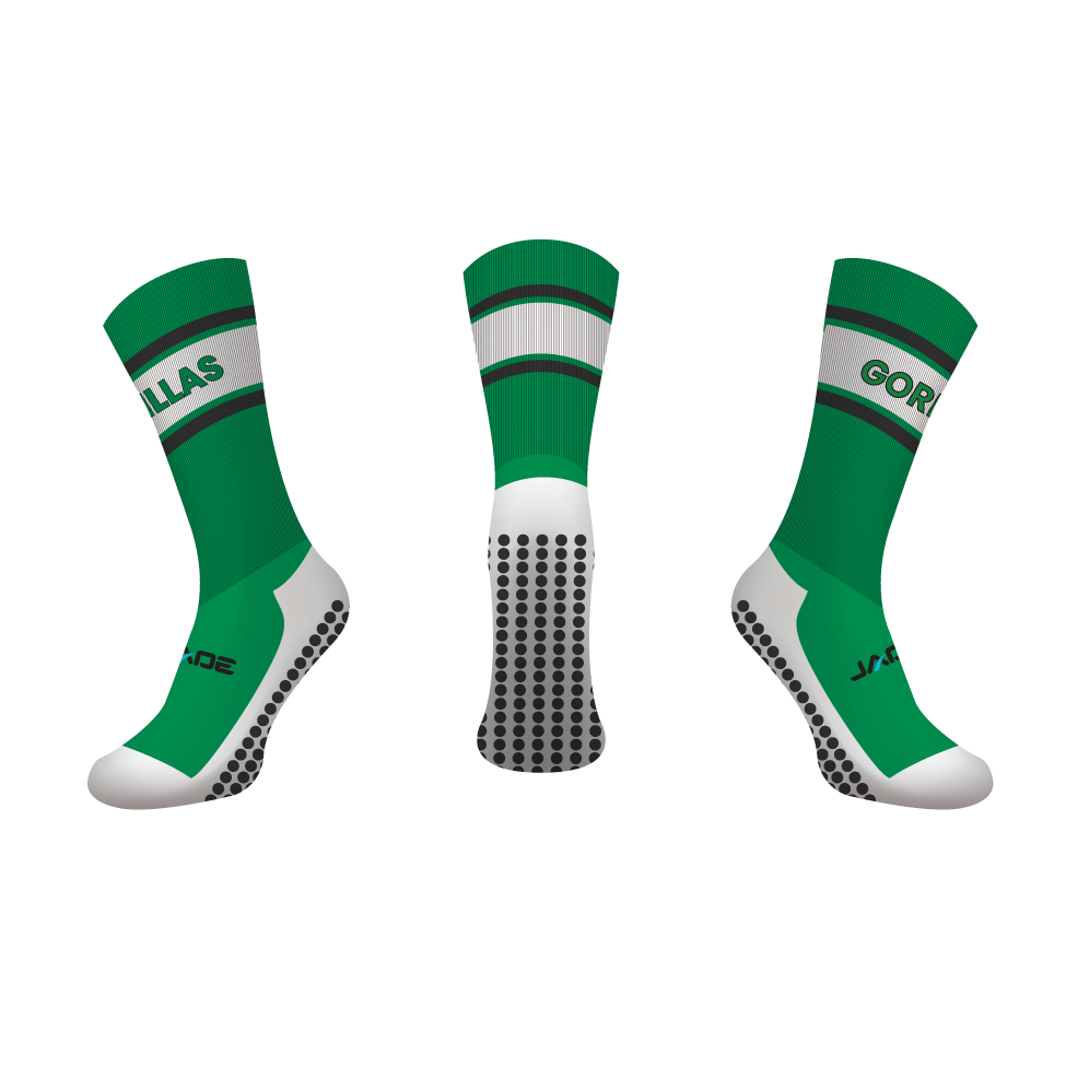 GYMEA GORILLAS GRIP CREW SOCKS - GREEN/WHITE/BLACK - MIN QTY'S APPLY