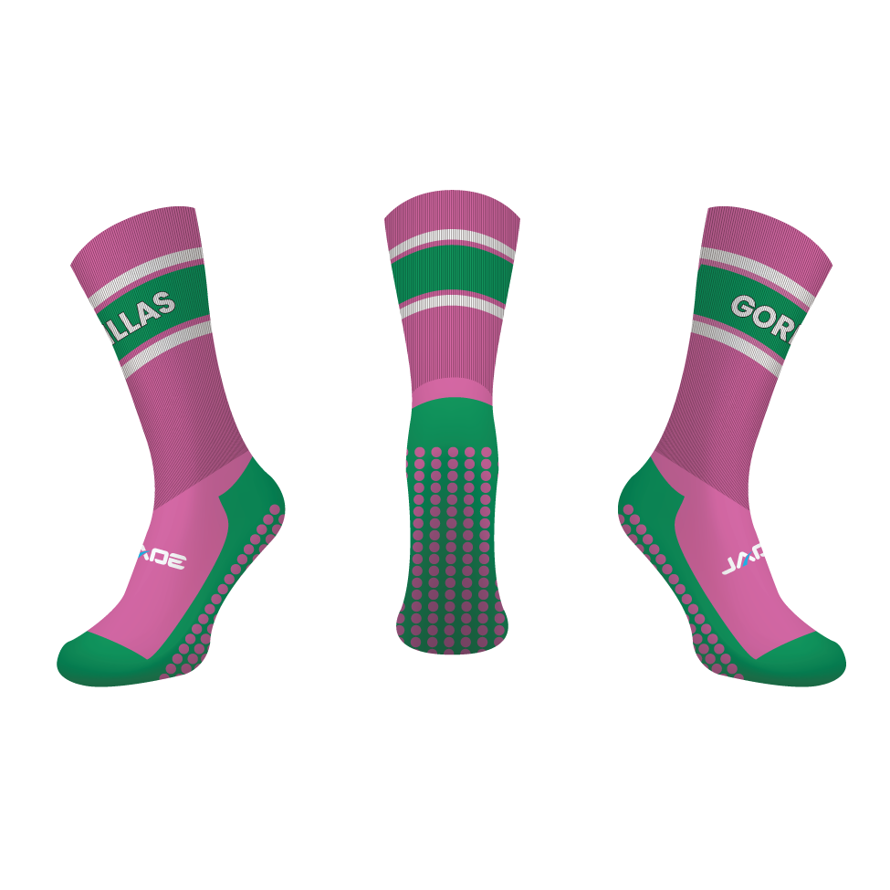 GYMEA GORILLAS GRIP CREW SOCKS - PINK/GREEN/WHITE - MIN QTY'S APPLY
