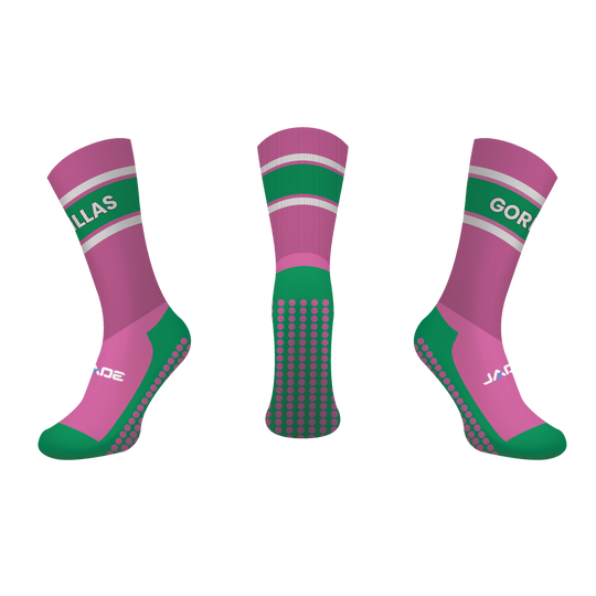 GYMEA GORILLAS GRIP CREW SOCKS - PINK/GREEN/WHITE - MIN QTY'S APPLY