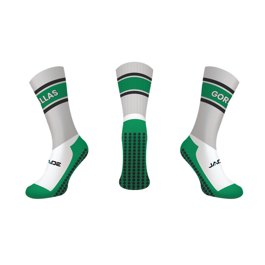 GYMEA GORILLAS GRIP CREW SOCKS - WHITE/GREEN/BLACK - MIN QTY'S APPLY