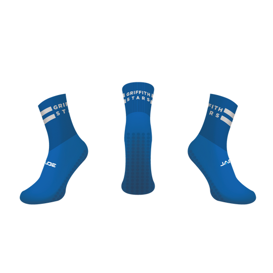 GRIFFITH TOUCH ON FIELD GRIP QUARTER SOCKS - ROYAL - MIN QTY'S APPLY