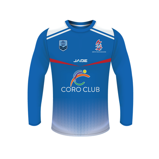 GRIFFITH TOUCH LONG SLEEVE TRAINING TEE ROYAL- MINIMUM QTY'S APPLY