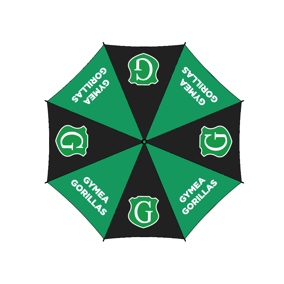 GYMEA GORILLAS UMBRELLA - GREEN/BLACK- MIN QTY'S APPLY