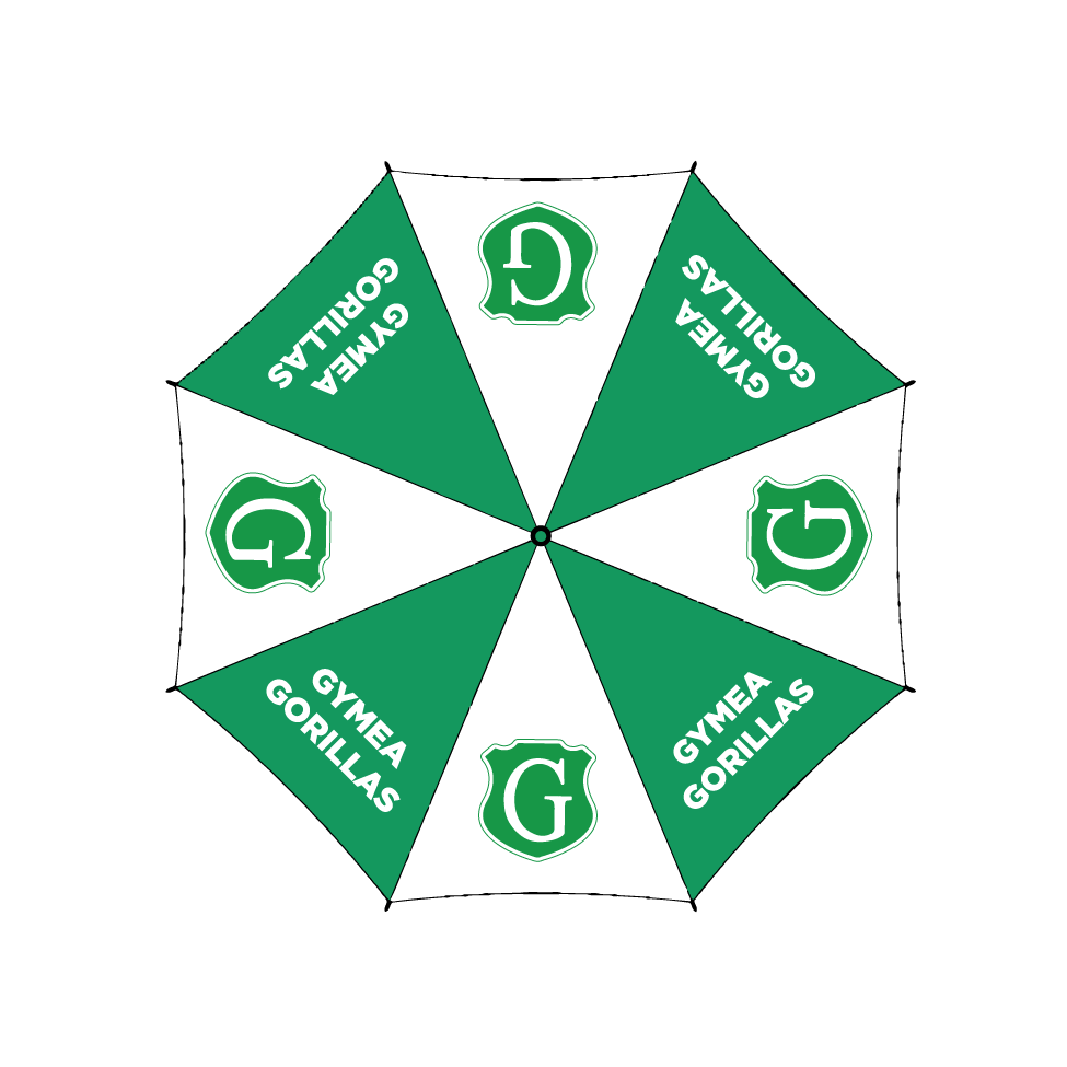 GYMEA GORILLAS UMBRELLA - GREEN/WHITE - MIN QTY'S APPLY