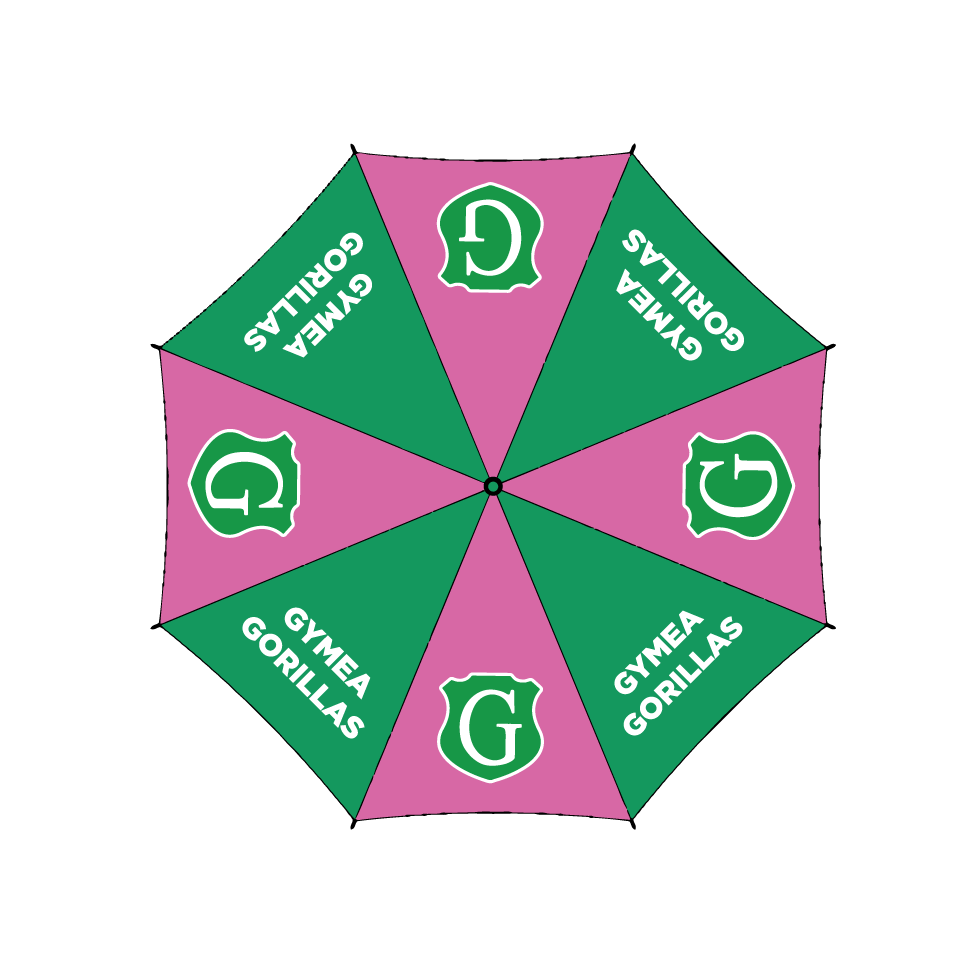 GYMEA GORILLAS UMBRELLA - GREEN/PINK- MIN QTY'S APPLY